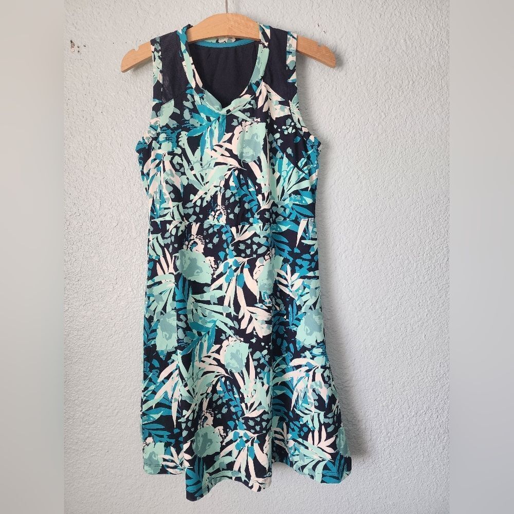 Title Nine Tropical Print Midi Dress - Blue and Green